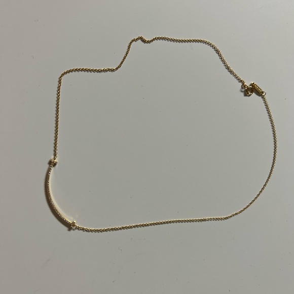 Tiffany & Co 18K diamond T smile mini pendant 16” necklace - Picture 2 of 7